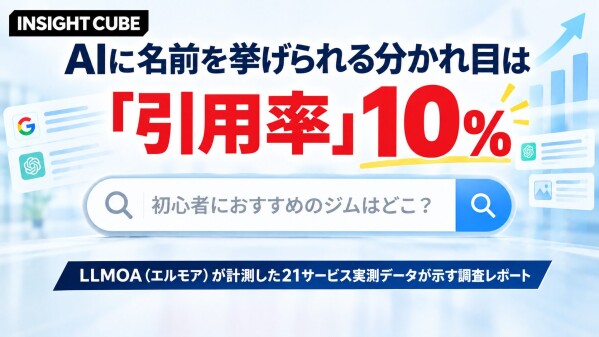 【グラッドキューブ】マーケティングメディア「 INSIGHT CUBE 」にて、AI に名前を挙げられる分かれ目「引用率10%」を示す LLMOA（エルモア）実測調査レポートを公開
