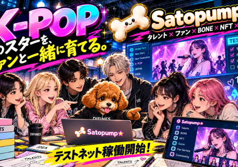 DFSChain、K-POPや新人タレントをファンが育てる「Satopump」のテストネット稼働を開始。NFTや専用ポイントを活用した新たな応援経済圏の構築へ